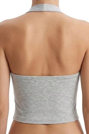 Gri Melanj Viskon Halter Yaka Sırt Dekolteli Kadın Crop Atlet