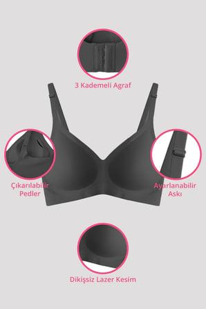 Seamless Bra - Soft | Lazer Kesim Balensiz Ayarlanabilir Askılı Dikişsiz Kadın Sütyen 2'li Paket