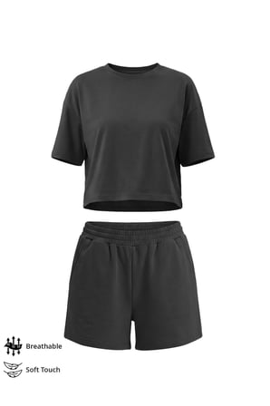 Premium - Sway Collection | Siyah Modal Şortlu Kadın Eşofman Takımı