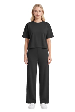 Premium - Sway Collection | Siyah Basic Yüksel Bel Modal Bol Paça Kadın Pantolon