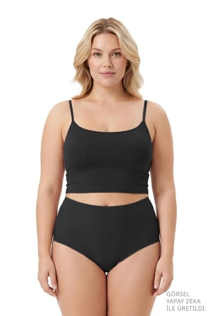 Yüksek Bel Basic Lazer Kesim Büyük Beden Kadın Bikini Külot 6'lı Paket-2