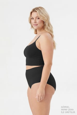 Yüksek Bel Basic Lazer Kesim Büyük Beden Kadın Bikini Külot 6'lı Paket-2