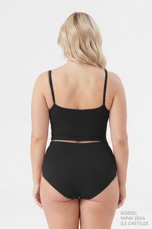 Yüksek Bel Basic Lazer Kesim Büyük Beden Kadın Bikini Külot 6'lı Paket-2