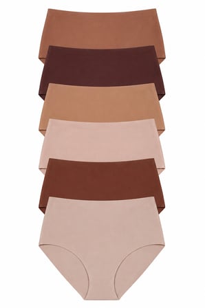 Yüksek Bel Basic Lazer Kesim Büyük Beden Kadın Bikini Külot 6'lı Paket