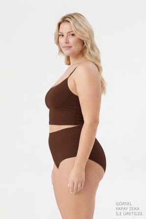 Yüksek Bel Basic Lazer Kesim Büyük Beden Kadın Bikini Külot 6'lı Paket