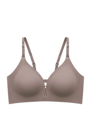 Seamless Bra - Elune | Kahverengi Lazer Kesim Balensiz Dekolte Taş Detaylı Dikişsiz Kadın Sütyen
