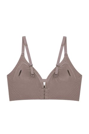 Seamless Bra - Elune | Kahverengi Lazer Kesim Balensiz Dekolte Taş Detaylı Dikişsiz Kadın Sütyen