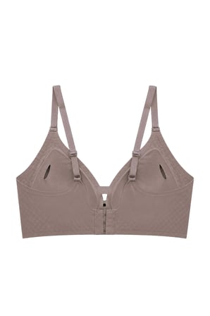 Seamless Bra - Elune | Kahverengi Lazer Kesim Balensiz Dekolte Taş Detaylı Dikişsiz Kadın Sütyen