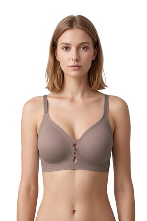 Seamless Bra - Elune | Kahverengi Lazer Kesim Balensiz Dekolte Taş Detaylı Dikişsiz Kadın Sütyen
