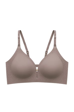Seamless Bra - Elune | Kahverengi Lazer Kesim Balensiz Dekolte Taş Detaylı Dikişsiz Kadın Sütyen