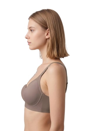 Seamless Bra - Elune | Kahverengi Lazer Kesim Balensiz Dekolte Taş Detaylı Dikişsiz Kadın Sütyen