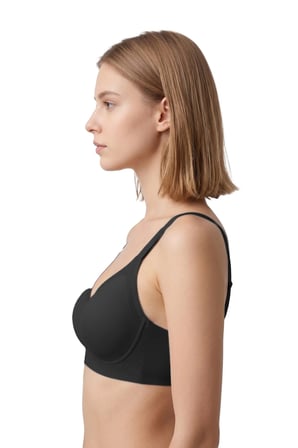 Seamless Bra - Elune | Siyah Lazer Kesim Balensiz Dekolte Taş Detaylı Dikişsiz Kadın Sütyen