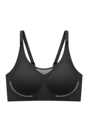 Seamless Bra - Avena | Siyah Lazer Kesim Balensiz Çizgi Dokulu Tül Detaylı Kadın Sütyen
