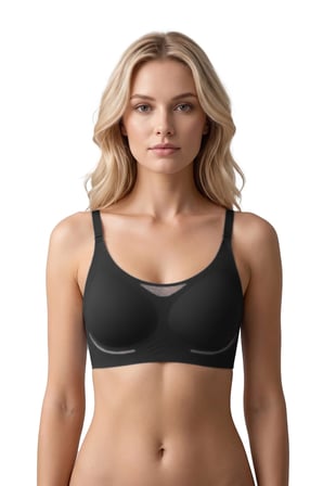 Seamless Bra - Avena | Siyah Lazer Kesim Balensiz Çizgi Dokulu Tül Detaylı Kadın Sütyen