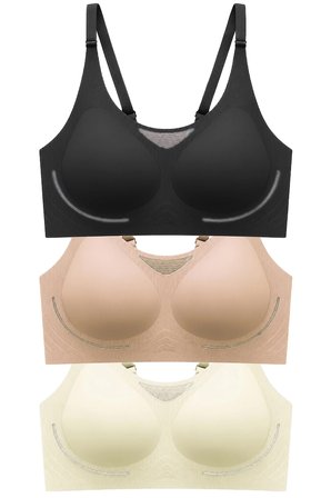 Seamless Bra - Avena | Lazer Kesim Balensiz Çizgi Dokulu Tül Detaylı Kadın Sütyen 3'lü Paket-2