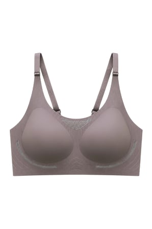 Seamless Bra - Avena | Kahverengi Lazer Kesim Balensiz Çizgi Dokulu Tül Detaylı Kadın Sütyen