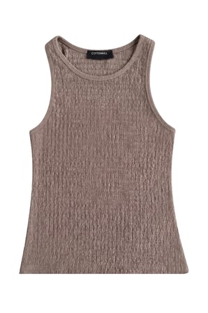 Premium - Tide Collection | Vizon Bisiklet Yaka Bürümcük Dokulu Kolsuz Kadın Crop Bluz