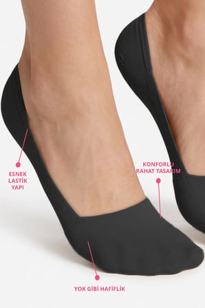 Premium - Siyah Lazer Kesim Penye Sneaker Babet Çorap