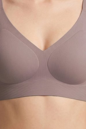 Seamless Bra - Velora | Kahverengi Lazer Kesim Balensiz Rib Dokulu Dikişsiz Kadın Sütyen