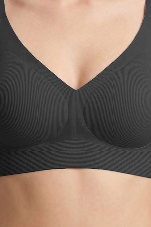 Seamless Bra - Velora | Siyah Lazer Kesim Balensiz Rib Dokulu Dikişsiz Kadın Sütyen