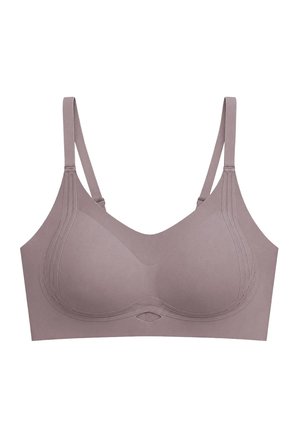 Seamless Bra - Elaris | Kahverengi Lazer Kesim Balensiz Dekolteli Şerit Detay Dikişsiz Kadın Sütyen