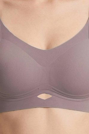 Seamless Bra - Elaris | Kahverengi Lazer Kesim Balensiz Dekolteli Şerit Detay Dikişsiz Kadın Sütyen