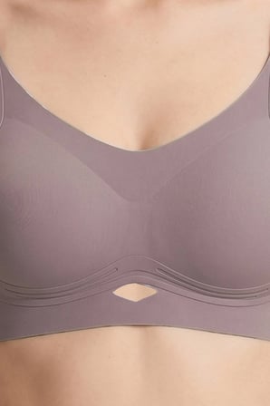 Seamless Bra - Elaris | Kahverengi Lazer Kesim Balensiz Dekolteli Şerit Detay Dikişsiz Kadın Sütyen