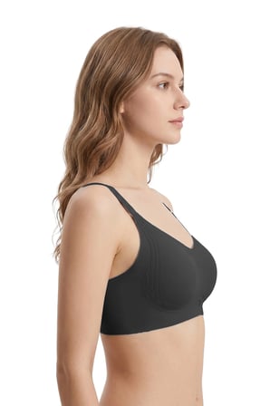 Seamless Bra - Elaris | Siyah Lazer Kesim Balensiz Dekolteli Şerit Detay Dikişsiz Kadın Sütyen