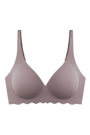 Seamless Bra - Lumera | Kahverengi Lazer Kesim Balensiz Rib Dokulu Dalga Kesim Dikişsiz Kadın Sütyen