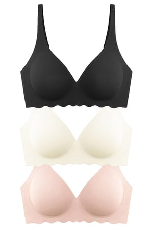 Seamless Bra - Lumera|Lazer Kesim Balensiz Rib Dokulu Dalga Kesim Dikişsiz Kadın Sütyen 3'lü Paket-2