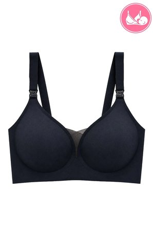 Seamless Bra - Nuvia |Siyah Lazer Kesim Klipsli Önden Açılabilir Rib Dokulu Dikişsiz Emzirme Sütyeni