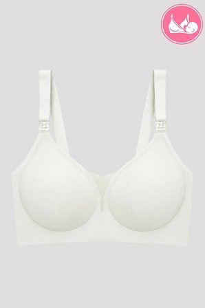 Seamless Bra - Nuvia |Krem Lazer Kesim Klipsli Önden Açılabilir Rib Dokulu Dikişsiz Emzirme Sütyeni