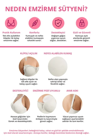 Seamless Bra - Nuvia |Krem Lazer Kesim Klipsli Önden Açılabilir Rib Dokulu Dikişsiz Emzirme Sütyeni