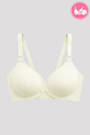 Seamless Bra - Mavelle | Krem Lazer Kesim Klipsli ve Çıtçıtlı Önü Açılabilir Emzirme Sütyeni
