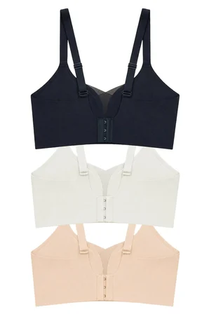 Seamless Bra - Nuvia | Lazer Kesim Klipsli Önden Açılabilir Dikişsiz Emzirme Sütyeni 3'lü Paket