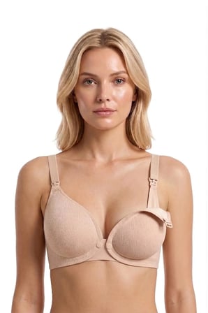 Seamless Bra - Mavelle | Ten Lazer Kesim Klipsli ve Çıtçıtlı Önü Açılabilir Emzirme Sütyeni