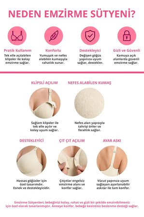 Seamless Bra - Mavelle | Lazer Kesim Klipsli ve Çıtçıtlı Önü Açılabilir Emzirme Sütyeni 3'lü Paket