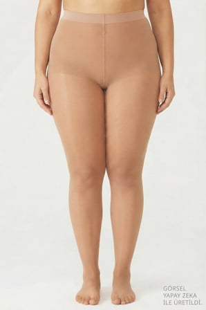 İnce 15 Denye Siyah-Nude 2'li Büyük Beden Külotlu Çorap