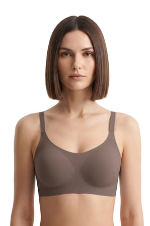 Seamless Bra - Solena | Kahverengi Lazer Kesim Dikişsiz Balensiz Toparlayıcı Kadın Sütyen