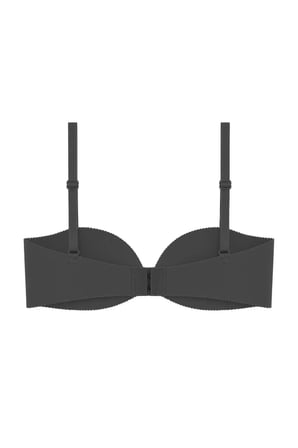 Seamless Bra - Serina | Siyah Balenli Lazer Kesim Yarım Dolgulu Push Up Straplez Kadın Sütyen