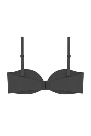 Seamless Bra - Serina | Siyah Balenli Lazer Kesim Yarım Dolgulu Push Up Straplez Kadın Sütyen