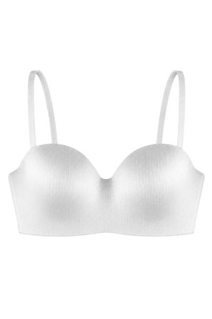 Seamless Bra - Maris | Krem Micro Balenli Parlak Straplez Kadın Sütyen