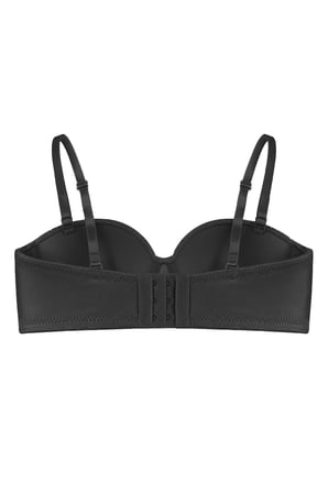 Seamless Bra - Maris | Siyah Micro Balenli Parlak Straplez Kadın Sütyen