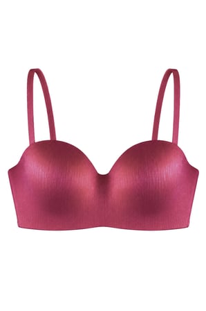 Seamless Bra - Maris | Vişne Micro Balenli Parlak Straplez Kadın Sütyen