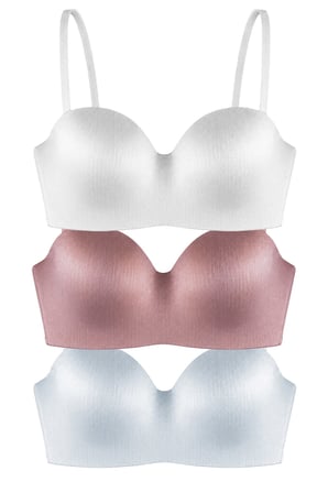 Seamless Bra - Maris | Micro Balenli Parlak Straplez Kadın Sütyen 3'lü Paket
