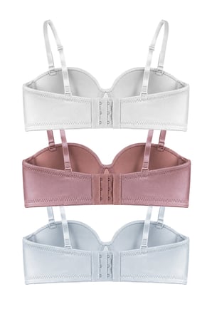 Seamless Bra - Maris | Micro Balenli Parlak Straplez Kadın Sütyen 3'lü Paket