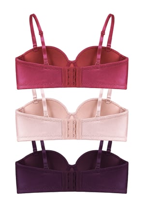 Seamless Bra - Maris | Micro Balenli Parlak Straplez Kadın Sütyen 3'lü Paket-2