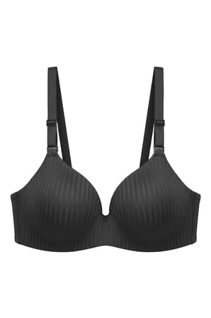 Seamless Bra - Rivelle | Siyah Mikro Çizgi Desenli Balensiz Günlük Kadın Sütyen