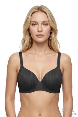 Seamless Bra - Rivelle | Siyah Mikro Çizgi Desenli Balensiz Günlük Kadın Sütyen