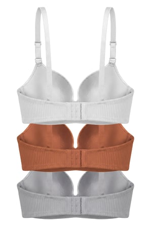 Seamless Bra - Rivelle | Mikro Çizgi Desenli Balensiz Günlük Kadın Sütyen 3'lü Paket